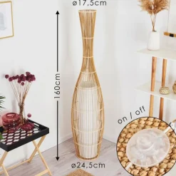 Lampes En Tissu-hofstein Lampadaire Saranda Brun, 1 lumière