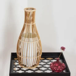 Lampes En Tissu-hofstein Lampadaire Saranda Brun, 1 lumière