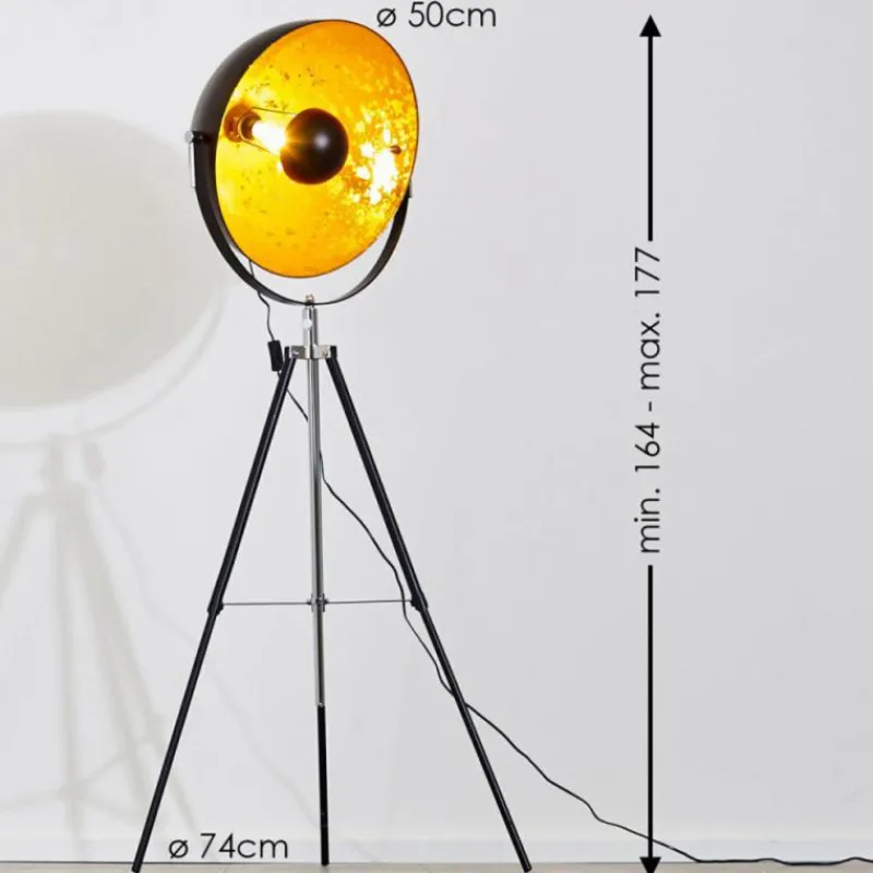 Lampes Dorées-hofstein Lampadaire Saturn Chrome, Noir, 1 lumière