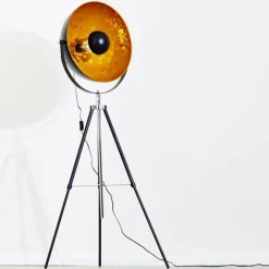 Lampes Dorées-hofstein Lampadaire Saturn Chrome, Noir, 1 lumière