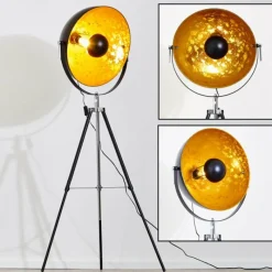 Lampes Dorées-hofstein Lampadaire Saturn Chrome, Noir, 1 lumière