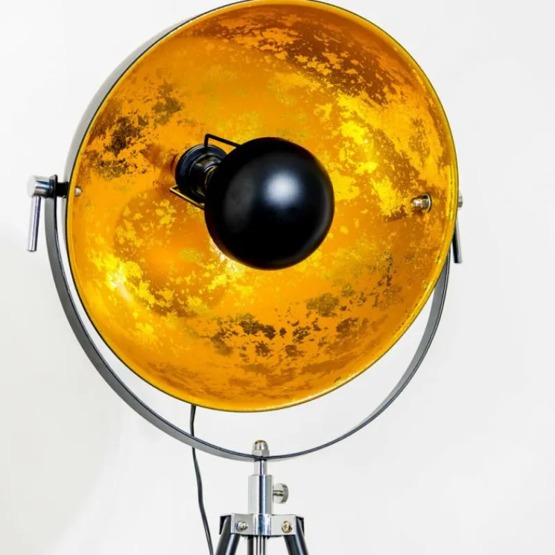 Lampes Dorées-hofstein Lampadaire Saturn Chrome, Noir, 1 lumière