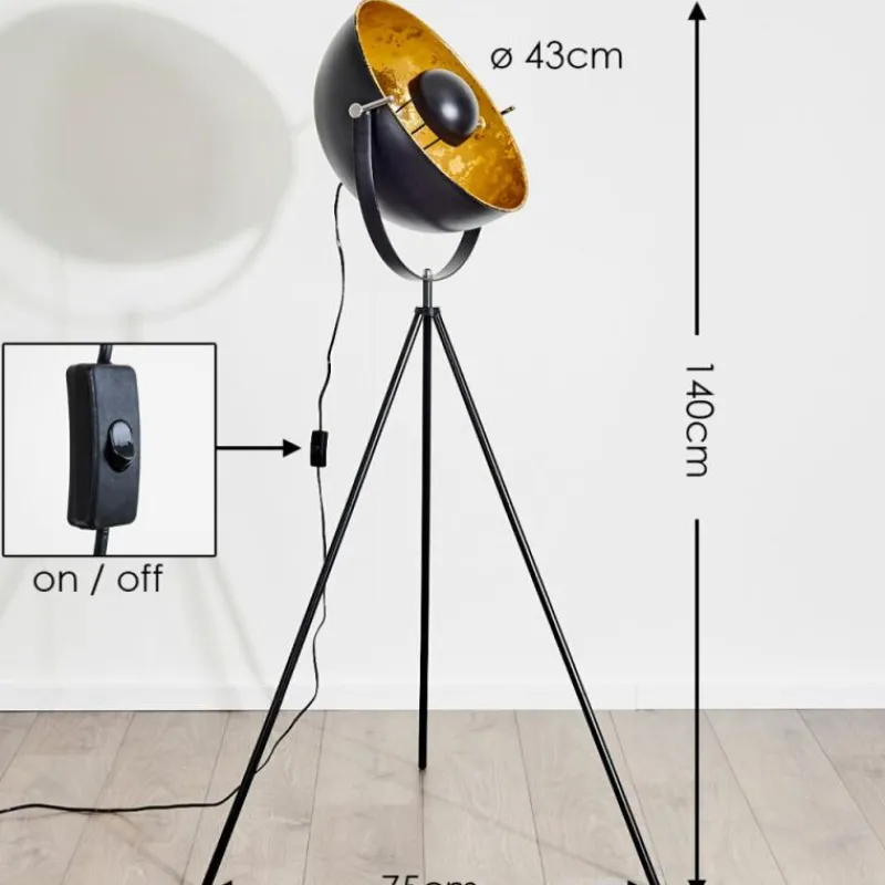 Lampes Dorées-hofstein Lampadaire Saturn Noir, 1 lumière