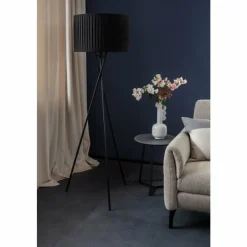 Lampes En Tissu-SCHÖNER WOHNEN-Kollektion Lampadaire Crease Noir, 3 lumières