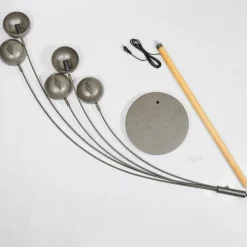 hofstein Lampadaire Siamado Bois foncé, Nickel mat, 5 lumières