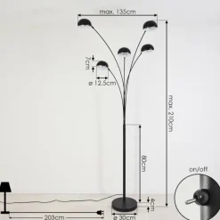 hofstein Lampadaire Siamado Noir, 5 lumières