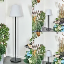 hofstein Lampadaire solaire d'extérieur Fisao LED Noir, 41 lumières, Télécommandes