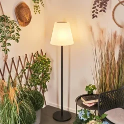 hofstein Lampadaire solaire d'extérieur Fisao LED Noir, 41 lumières, Télécommandes