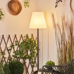 hofstein Lampadaire solaire d'extérieur Fisao LED Noir, 41 lumières, Télécommandes