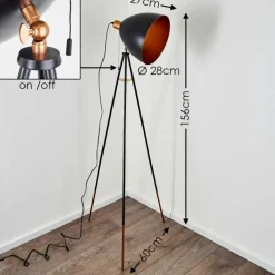 hofstein Lampadaire Sorsele Cuivre, Noir, 1 lumière