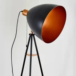 hofstein Lampadaire Sorsele Cuivre, Noir, 1 lumière