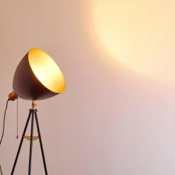 hofstein Lampadaire Sorsele Cuivre, Noir, 1 lumière