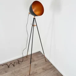 hofstein Lampadaire Sorsele Cuivre, Noir, 1 lumière