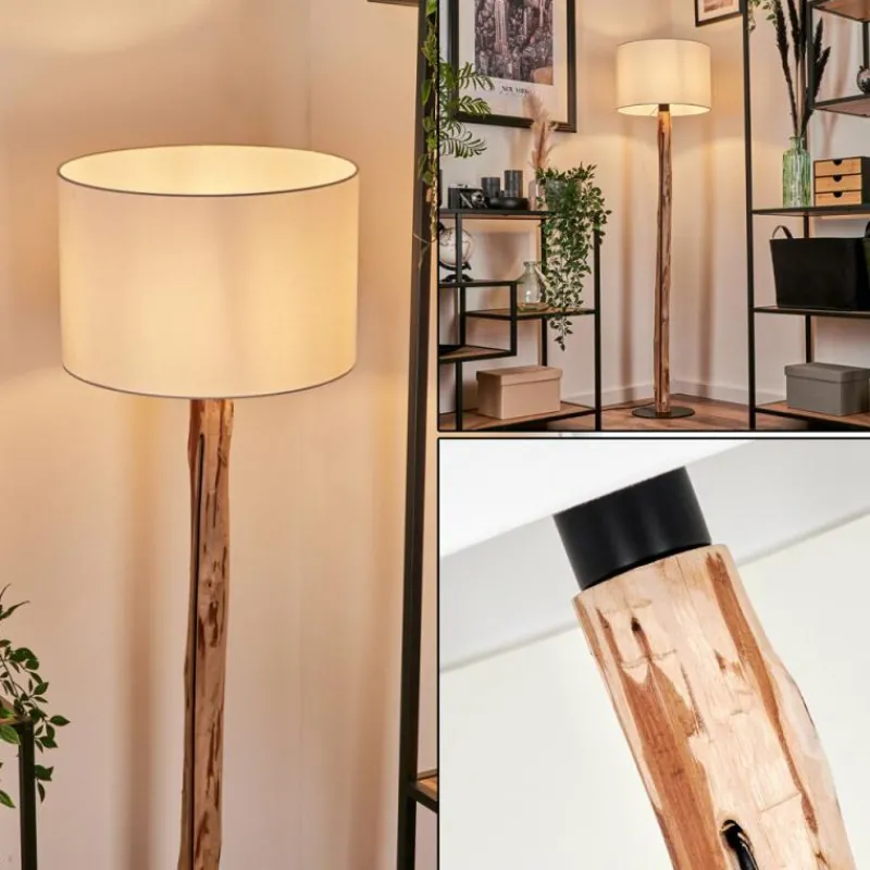 Lampes En Tissu-hofstein Lampadaire Soungou Écru, Noir, 1 lumière