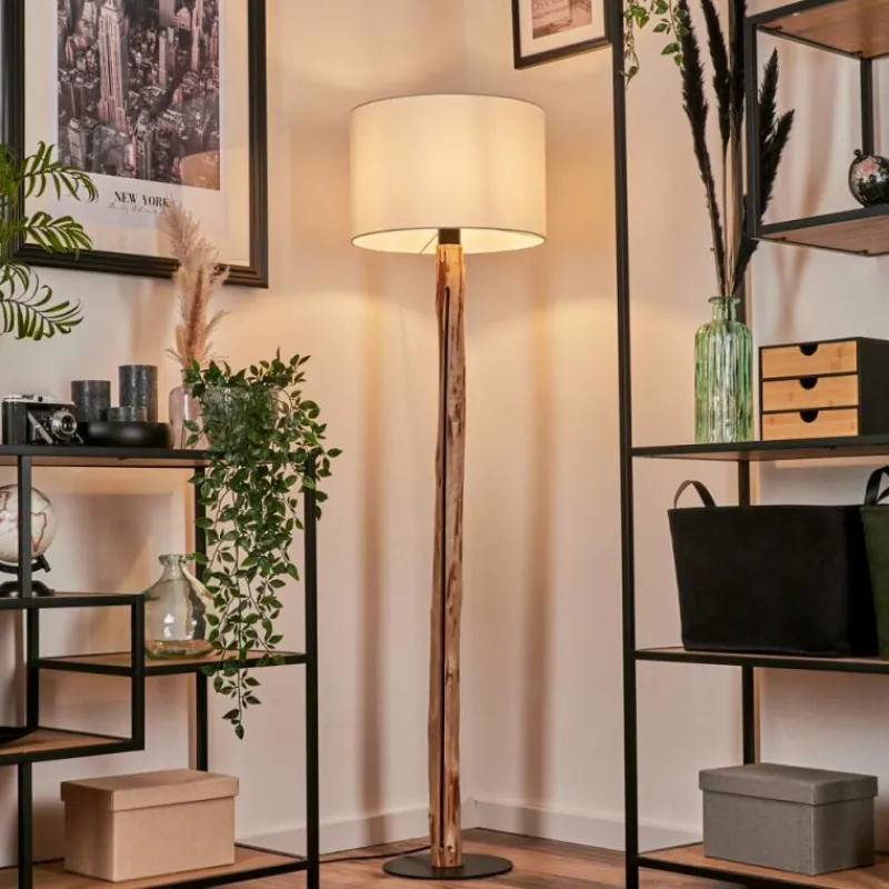 Lampes En Tissu-hofstein Lampadaire Soungou Écru, Noir, 1 lumière