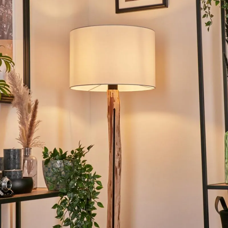 Lampes En Tissu-hofstein Lampadaire Soungou Écru, Noir, 1 lumière