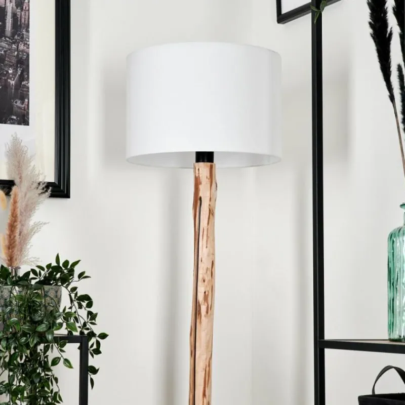 Lampes En Tissu-hofstein Lampadaire Soungou Écru, Noir, 1 lumière