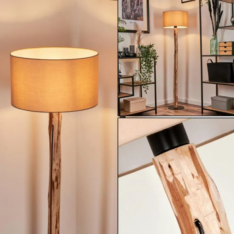 Lampes En Tissu-hofstein Lampadaire Soungou Écru, Noir, 1 lumière