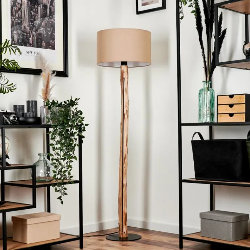 Lampes En Tissu-hofstein Lampadaire Soungou Écru, Noir, 1 lumière