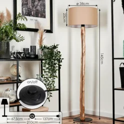 Lampes En Tissu-hofstein Lampadaire Soungou Écru, Noir, 1 lumière