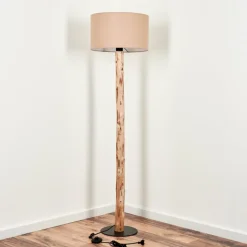 Lampes En Tissu-hofstein Lampadaire Soungou Écru, Noir, 1 lumière