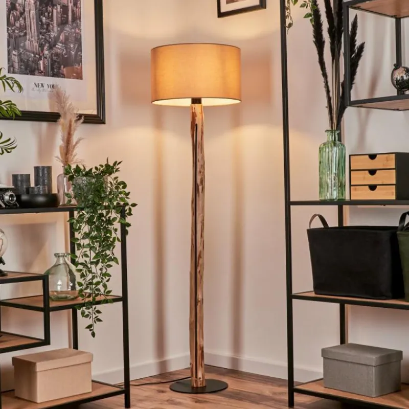 Lampes En Tissu-hofstein Lampadaire Soungou Écru, Noir, 1 lumière