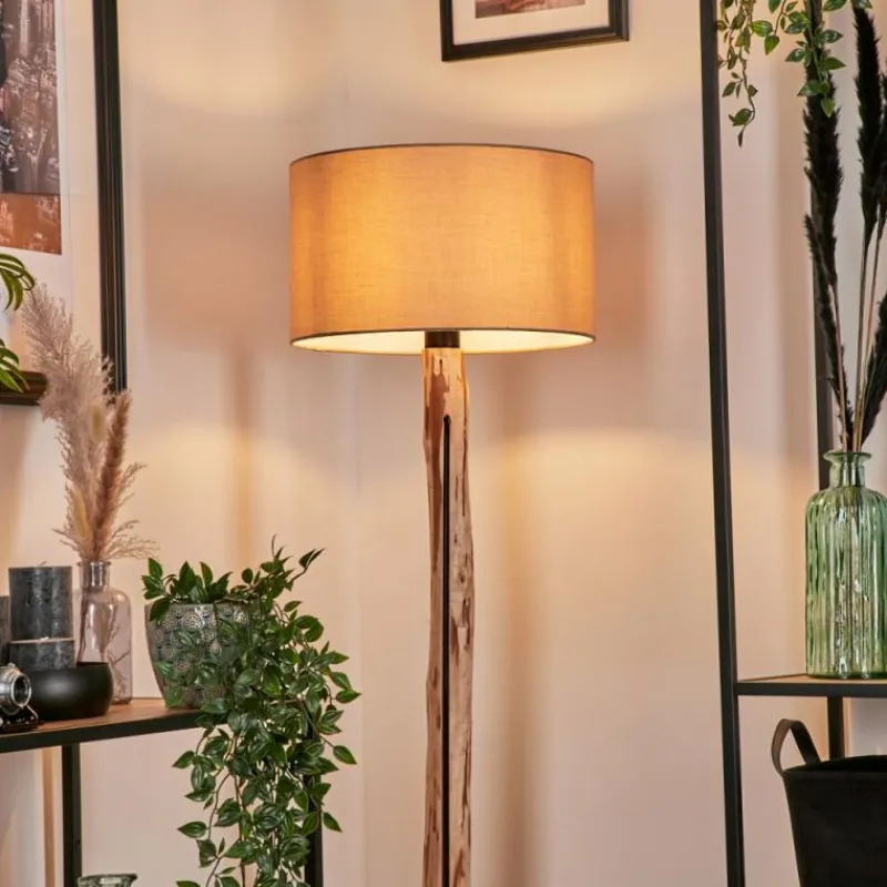 Lampes En Tissu-hofstein Lampadaire Soungou Écru, Noir, 1 lumière