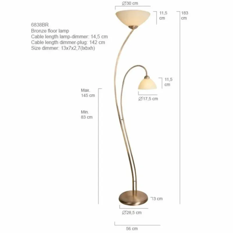 Luminaires Steinhauer Lampadaire Steinhauer CAPRI Bronze, 2 lumières