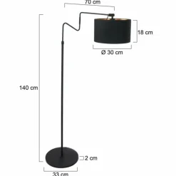 Lampes En Tissu-Luminaires Steinhauer Lampadaire Steinhauer Linstrom Noir, 2 lumières