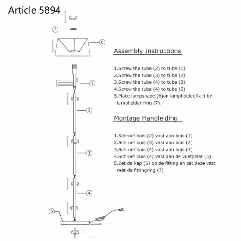 Lampes En Tissu-Luminaires Steinhauer Lampadaire Steinhauer MEXLITE Bronze, 1 lumière