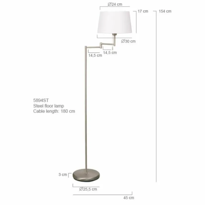 Lampes En Tissu-Luminaires Steinhauer Lampadaire Steinhauer MEXLITE Acier inoxydable, 1 lumière
