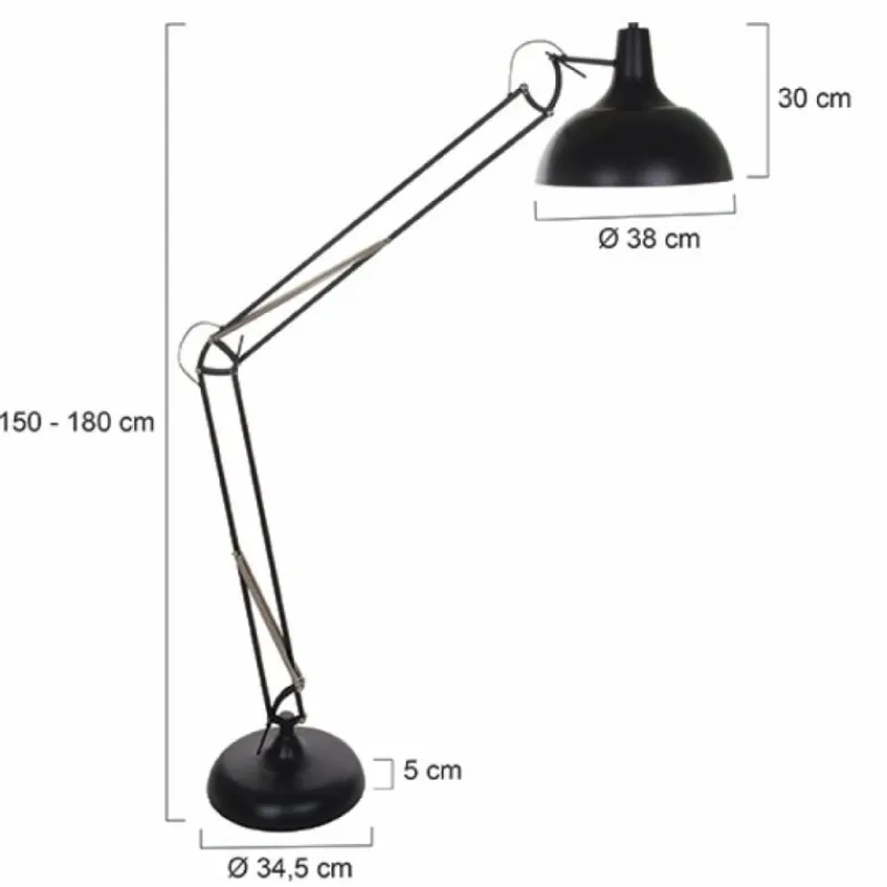 Lampes Industrielles-Luminaires Steinhauer Lampadaire Steinhauer Mexlite Noir, 1 lumière