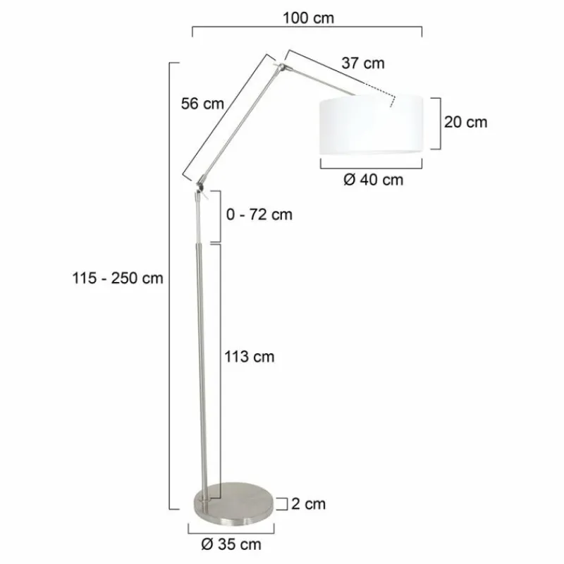 Lampes En Tissu-Luminaires Steinhauer Lampadaire Steinhauer Prestige Chic Acier brossé, 1 lumière