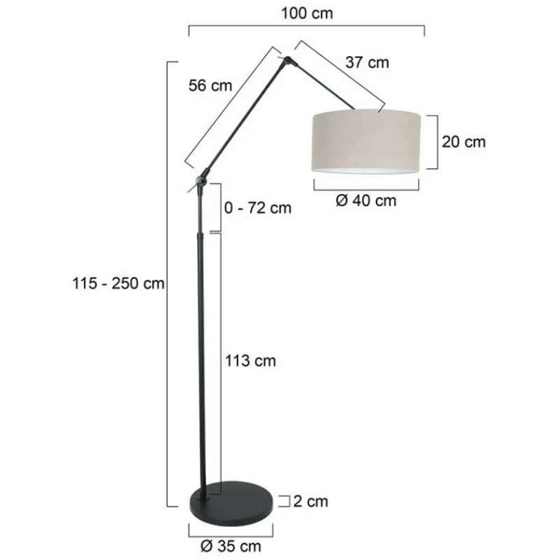 Lampes En Tissu-Luminaires Steinhauer Lampadaire Steinhauer Prestige Chic Noir, 1 lumière