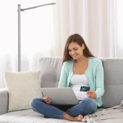 Luminaires Steinhauer Lampadaire Steinhauer Stekk LED Acier inoxydable, Blanc, 1 lumière* Lampadaires Et Lampes Sur Pied