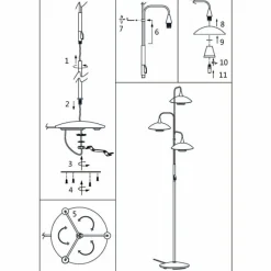 Luminaires Steinhauer Lampadaire Steinhauer Tallerken LED Acier inoxydable, Blanc, 3 lumières