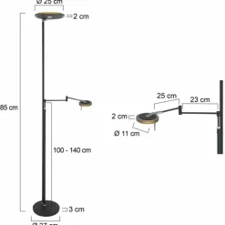 Luminaires Steinhauer Lampadaire Steinhauer Turound LED Noir, 2 lumières* Éclairage Led