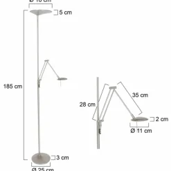 Luminaires Steinhauer Lampadaire Steinhauer Zodiac LED Acier inoxydable, 2 lumières* Éclairage Led