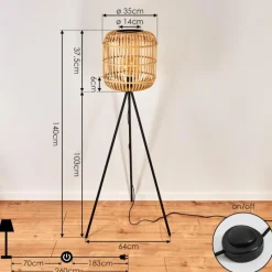 Style Boho-Chic-hofstein Lampadaire Sukhothai Noir, 1 lumière