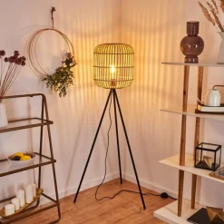 Style Boho-Chic-hofstein Lampadaire Sukhothai Noir, 1 lumière