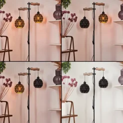 Lampes En Bois-hofstein Lampadaire Sunasau Bois clair, Noir, 2 lumières