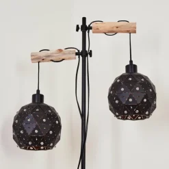 Lampes En Bois-hofstein Lampadaire Sunasau Bois clair, Noir, 2 lumières