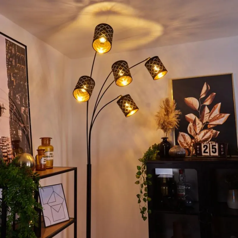 Lampes En Tissu-hofstein Lampadaire Tallaboa Noir, 5 lumières