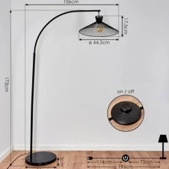 hofstein Lampadaire Tamins Noir, 1 lumière