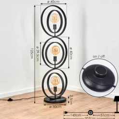 Lampes Industrielles-hofstein Lampadaire Tercel Gris, Noir, 3 lumières