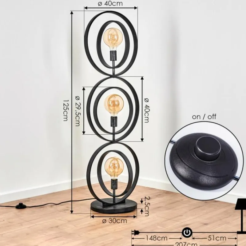 Lampes Industrielles-hofstein Lampadaire Tercel Gris, Noir, 3 lumières