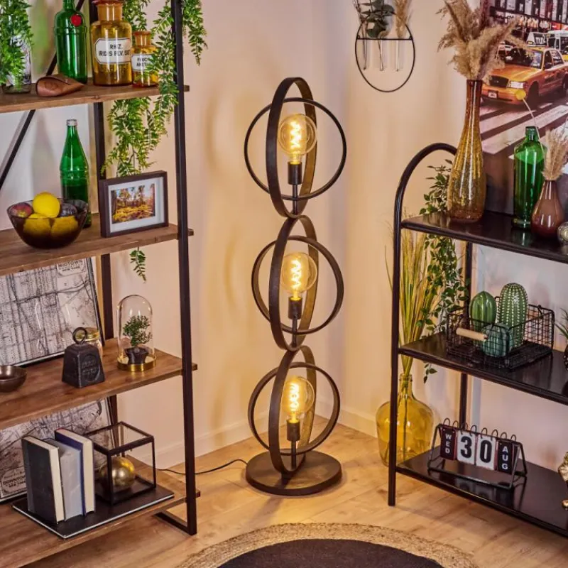 Lampes Industrielles-hofstein Lampadaire Tercel Gris, Noir, 3 lumières