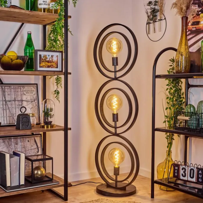 Lampes Industrielles-hofstein Lampadaire Tercel Gris, Noir, 3 lumières