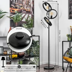 Lampes Industrielles-hofstein Lampadaire Theareabarivat Anthracite, 3 lumières