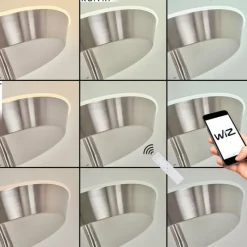 hofstein Lampadaire Theron LED Nickel mat, 1 lumière, Télécommandes